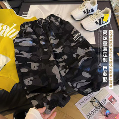 儿童裤子韩系男童休闲裤秋冬加厚工装裤中大童运动迷彩束脚长裤潮