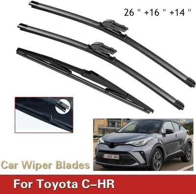 Suitable for Toyota CHR front and rear wiper wiper blades 16-20 years C- HR front and rear windshield wipers (Wiper) - 16-20-toyota-chr-26inch-16inch-14inch