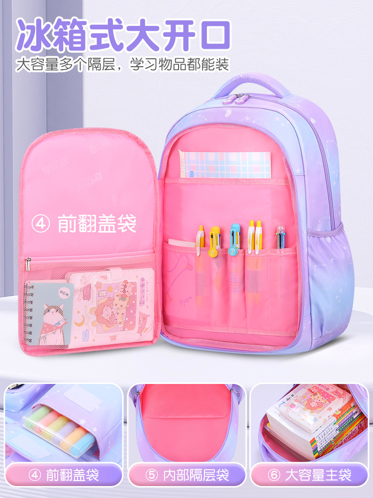 Mochila ligera de los niños de la historieta del gradiente femenino para el grado 1-3-6 nueva mochila de bebé sésamo para estudiantes de primaria