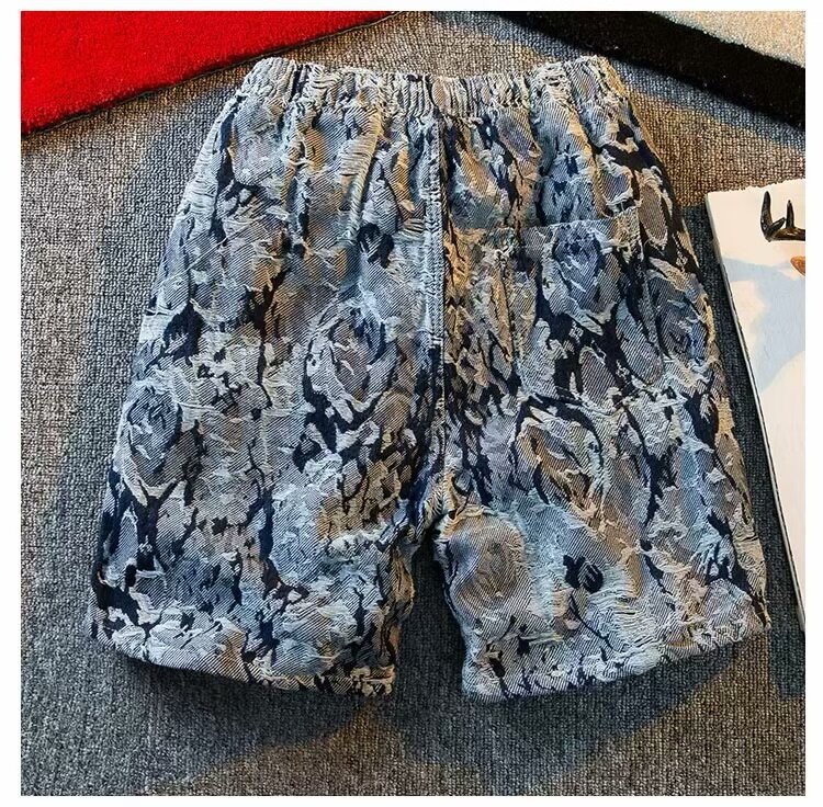 Summer Thin Large Size Denim For Men, Distressed Slim Straight Youth Five-Point Mid-Length Casual Shorts_voghion.com