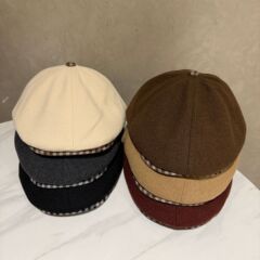 韩版秋冬百搭复古拼接格纹前进帽女日系大头围显脸小报童画家帽男