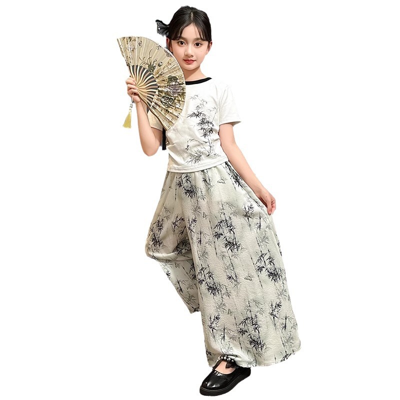Mädchen Zweiteiler Im Chinesischen Stil Mit Weiter Sommerhose_voghion.com