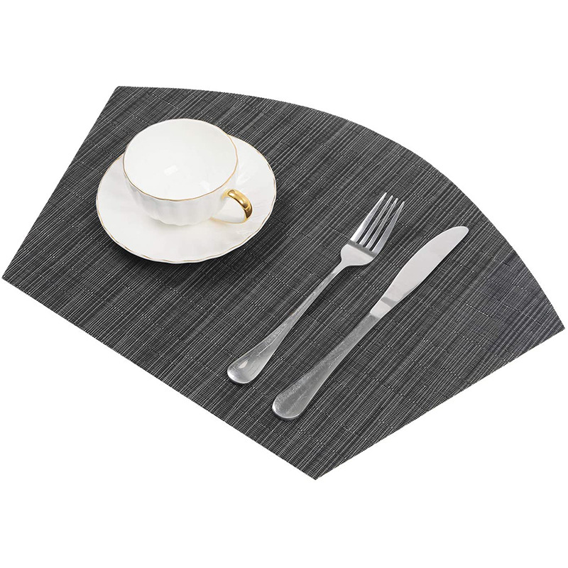 Placemat transfronterizo en forma de abanico, combinación simple y versátil, lavable y fácil de limpiar, texlin espesado Western placemat