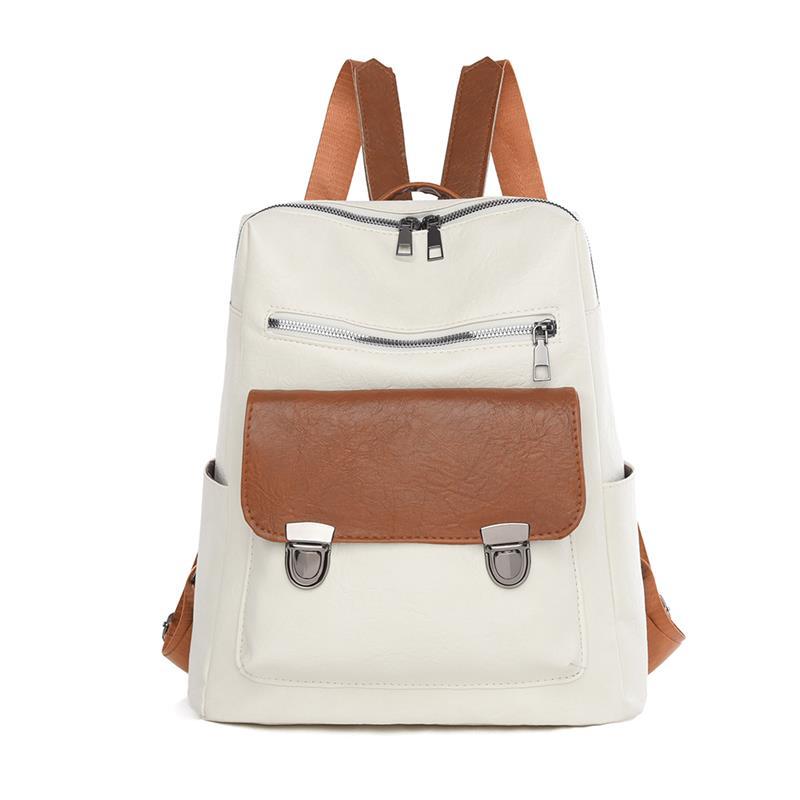 2025 nueva mochila casual retro para mujer, simple y versátil, color sólido, mochila de cuero suave para mujer, mochila escolar para estudiantes universitarios