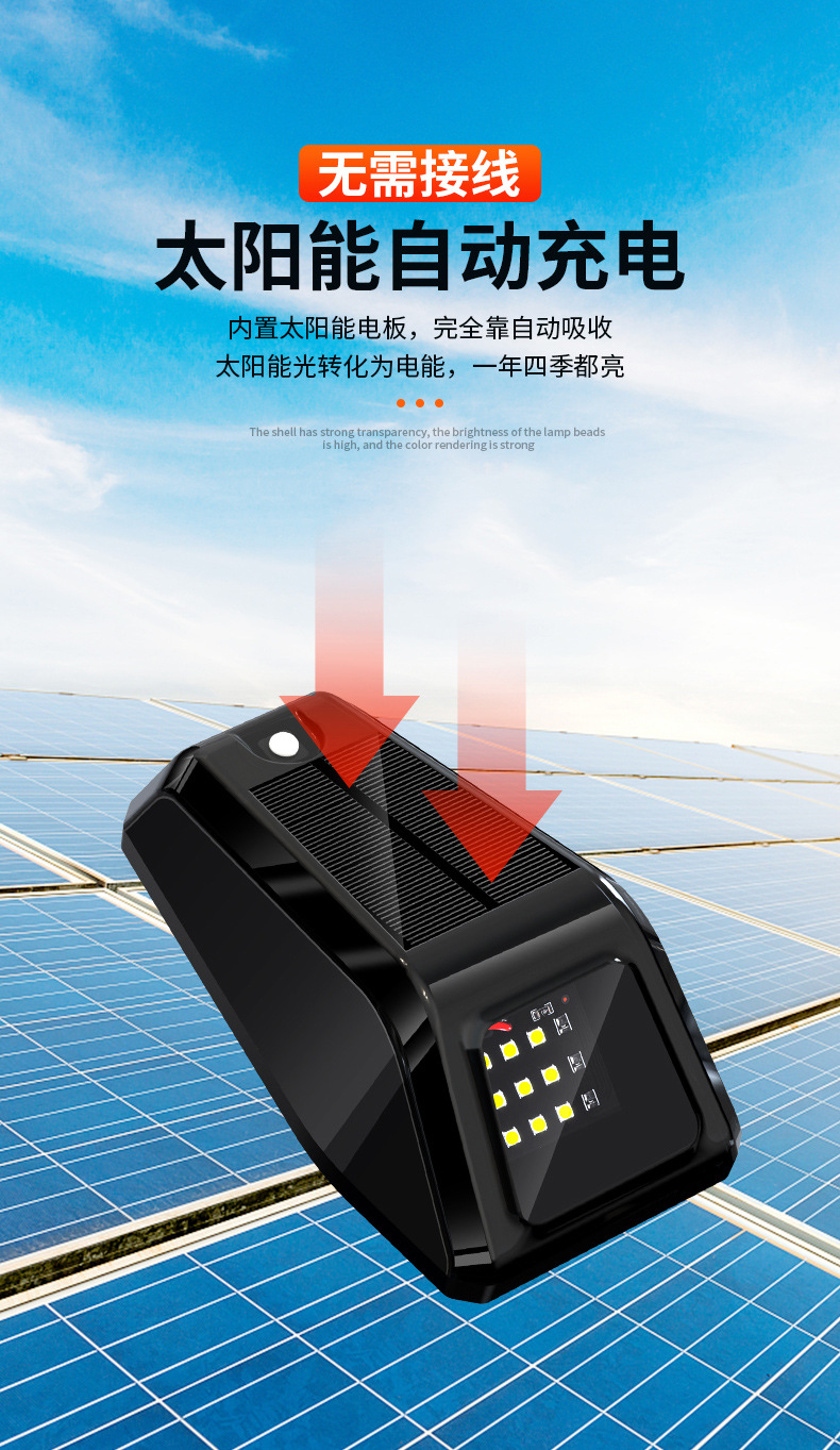 Cross-Border Hot-Selling Solar Warning Light for Trucks, Pickup Trucks, Car Roof Modification Led Light, Remote Control Car Mouse Light