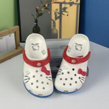 cross儿童洞洞鞋kt白猫立体感女童夏季包头凉鞋沙滩鞋批发