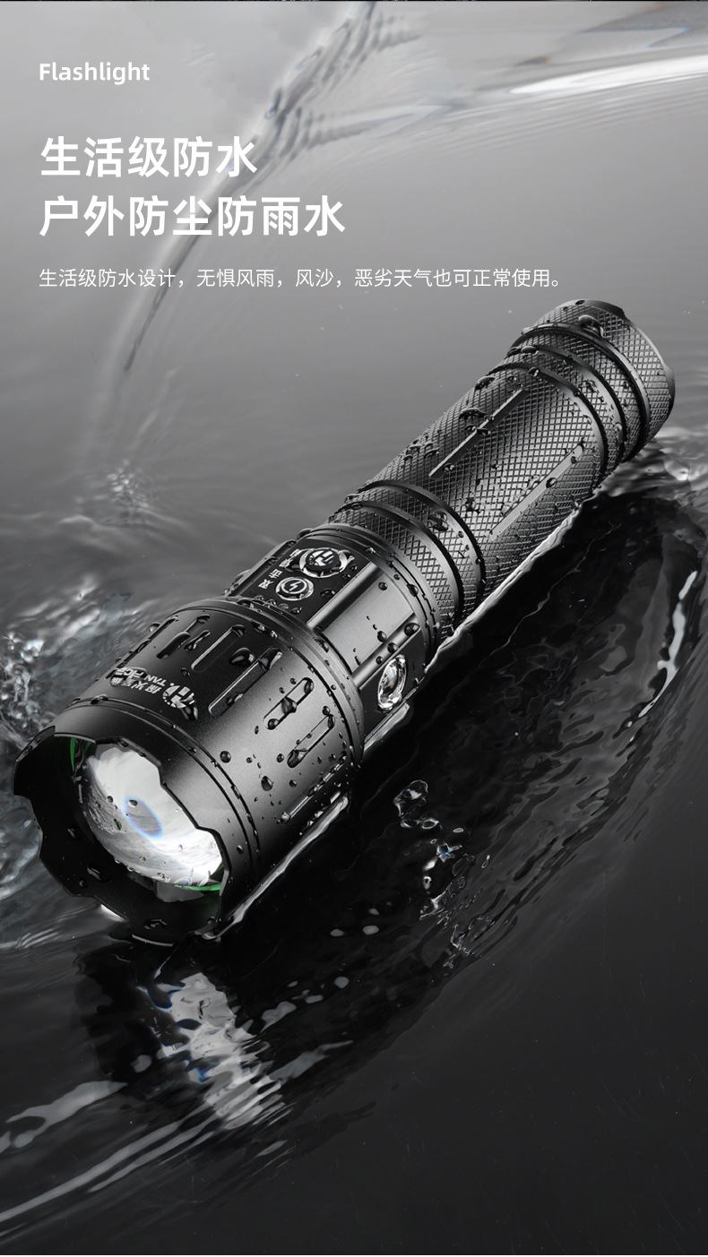 Cross-Border High-Intensity Ultra-Bright Flashlight White Laser Outdoor Cross-Border Fixed-Focus High-Power Long-Lasting Lithium Battery Warning Light