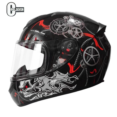 Motosiklet kaskı (dəbilqə) — full helmet single lens motorcycle - devil-machine-with-lens-m