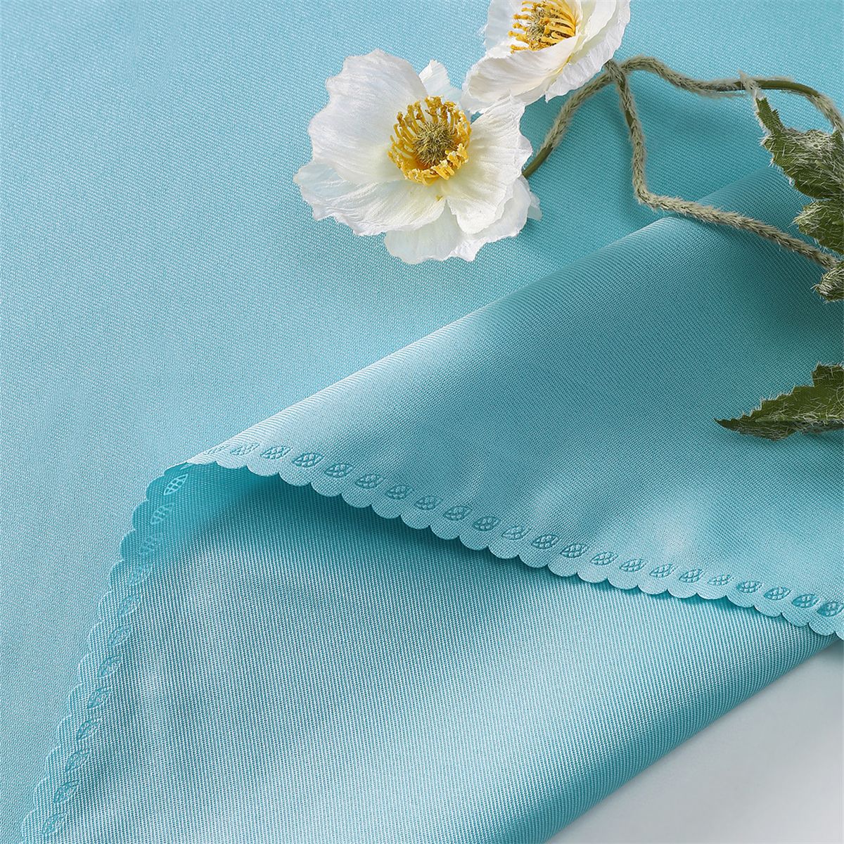 Mantel de tela con borde cortado en forma de flor, mantel de tela para hotel, plegable, para limpiar vasos, decoración de mesa de comedor occidental para bodas, mantel individual, decoración del hogar, disponible para envío inmediato