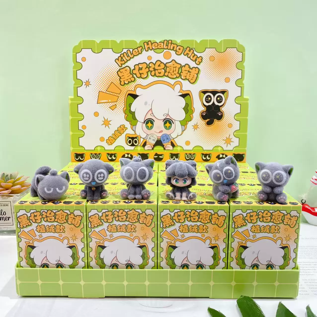 Новая слепая коробка ручной работы с мультяшным флоком, красивая, милая и милая мини-кукла, модель украшения для рабочего стола, подарок