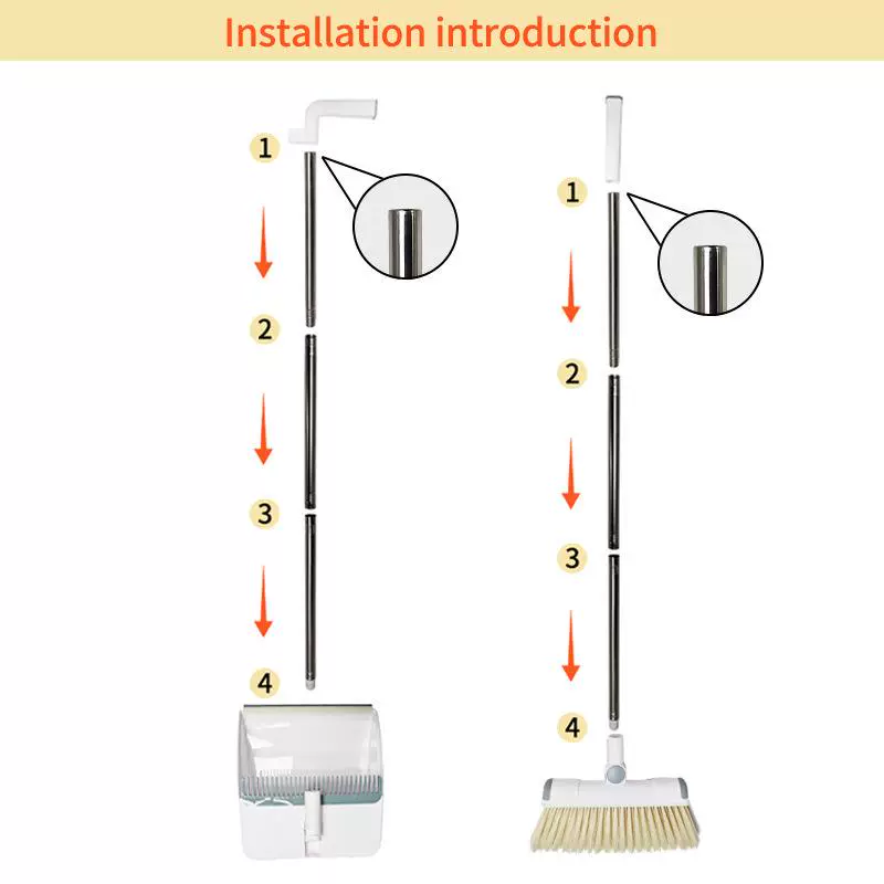 Set, folding dustpan stainless steel, 2 piece set, increased thickness