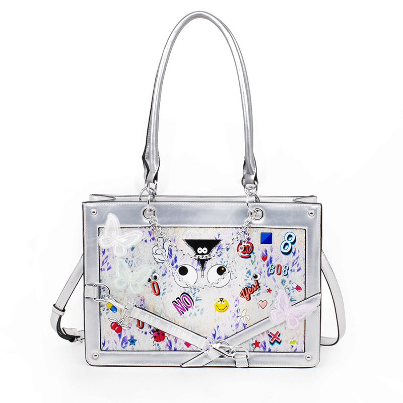 Bolsa portátil de alta capacidad de moda de diapositivas con cremallera bolsa de archivos de contraste de color especial mochila 2820 #