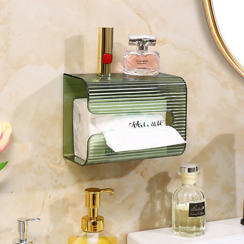 Wall-mounted luxury paper towel holder for living room coffee table, multi-functional hole-free storage tissue paper napkin dispenser