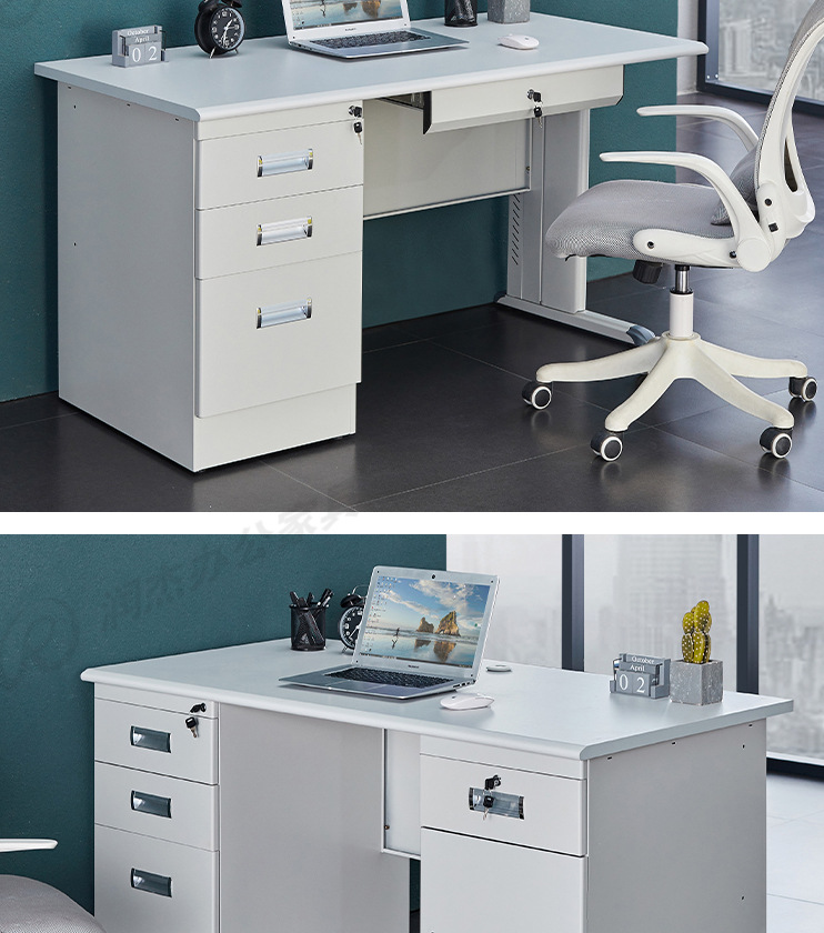 睿德珑-钢制加厚办公桌1.6米电脑桌抽屉员工单人写字书桌办公