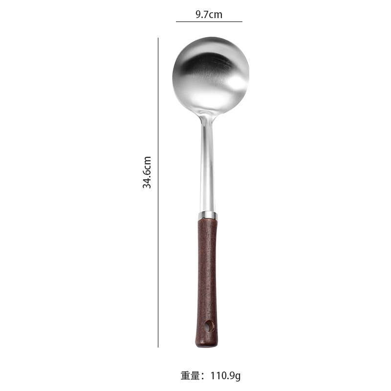 厚手非磁性ステンレス木柄鍋シャベルスプーンフライスプーン断熱調理用品キッチン炒めセット|undefined