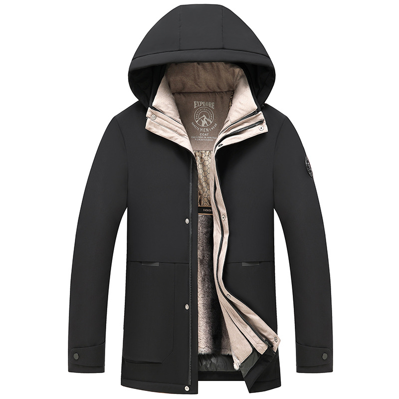 Cross-border para hombres y mujeres con pelusa más gruesa chaqueta con capuchón parker lana interior chaqueta de grafeno para papá calentamiento