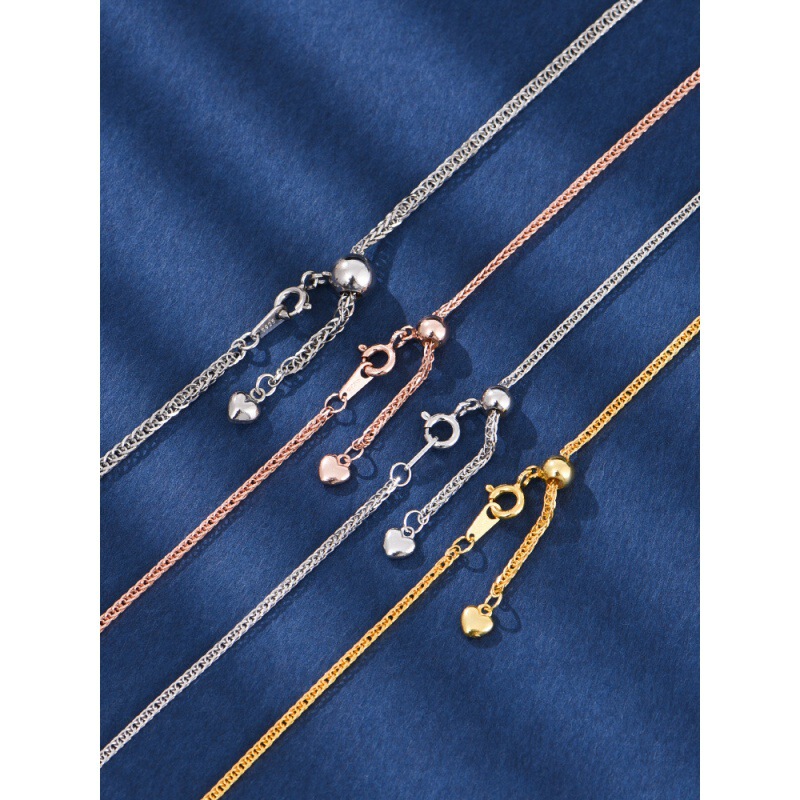 Adjustable Chopin Chain Wheat Chain S925 Silver Necklace Women's Clavicle Chain Long Sweater Chain Pendant Free Plain Silver Chain