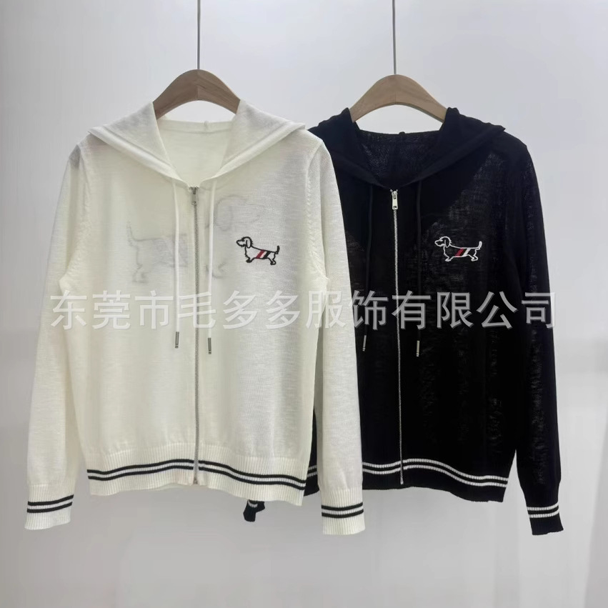 [Sharp Goods] Ralph Explosions College Style Knitted Cardigan Women's Sweater Coat Pony Embroidered Hooded Zipper Coat