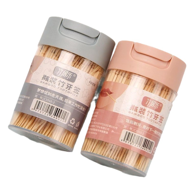 Bamboo toothpick disposable double-headed toothpick holder fruit bamboo stick boxed Home Hotel fine toothpick creative barrel home