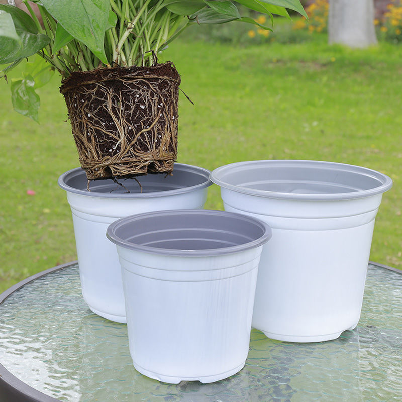 two-color white anti-age plastic flowerpot