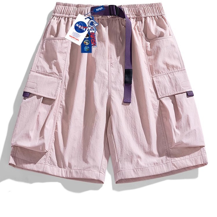 Pantalones cortos de seda de hielo de marca de moda casual de la NASA, protector solar de verano para hombres, varios bolsillos, deportes casuales, pantalones delgados para adolescentes