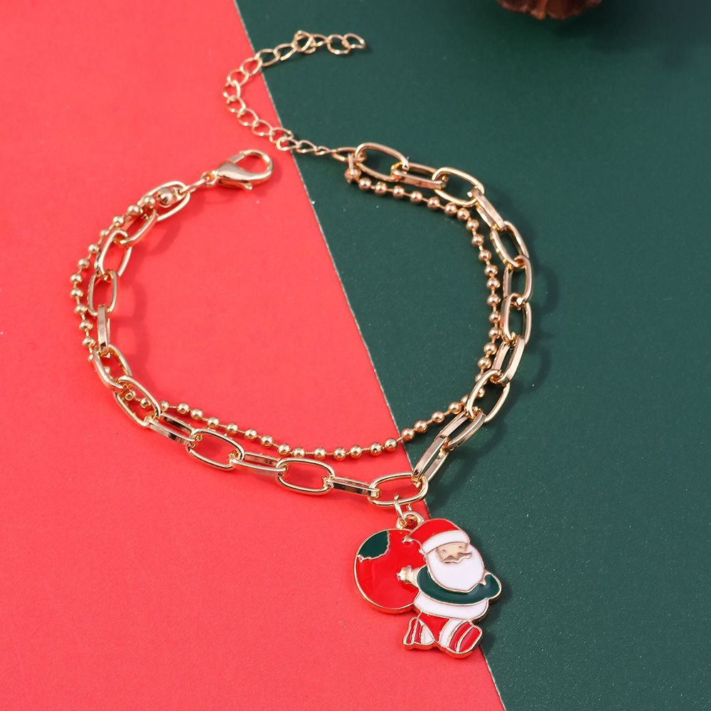 11g Weight Alloy Pendant Material Bracelets Classification Alloy Chain Material 1 Piece Quantity Holiday, Party Occasion Alloy Material Christmas Festival Christmas Tree, Santa Claus Pattern Women's Gender Enamel Design Cute, Simple Style Style Cute Simple Style Christmas Tree Santa Claus Alloy Chain & Link Bracelets Christmas Wholesale 27
