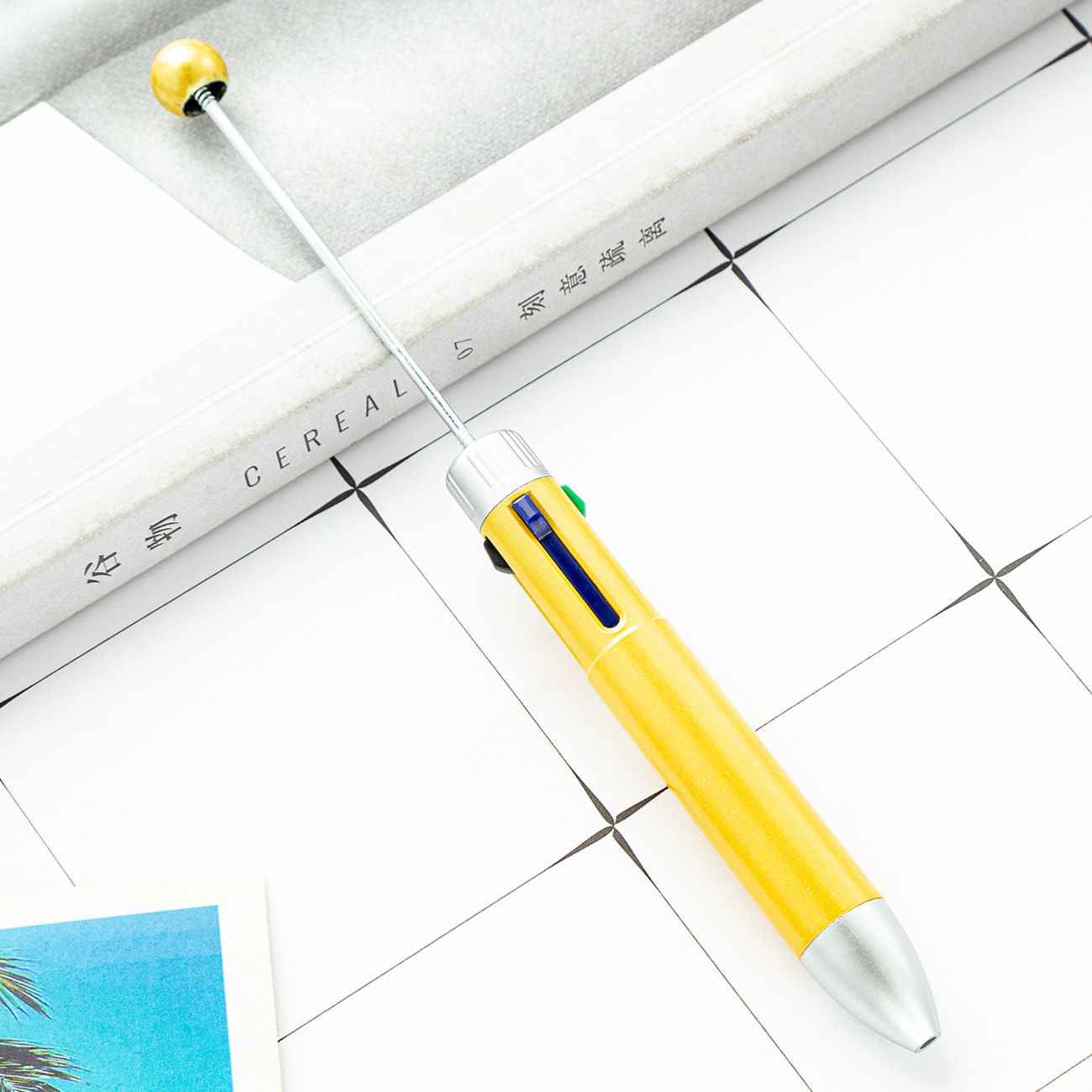 DIY cuatro colores bolígrafo de bola bolígrafo estudiantes papelería multicolor bolígrafo de bolígrafo de marca de línea clave pulsar bolígrafo plástico