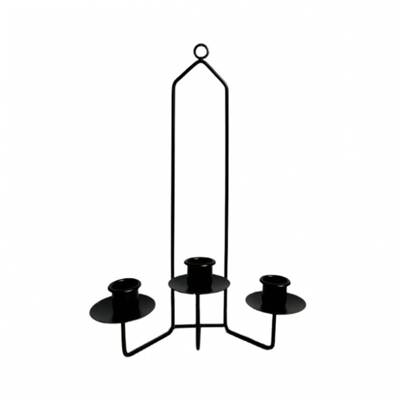 欧式简约铁艺多头黑色烛台壁挂摆件饰品跨境婚庆气氛道具装饰家居