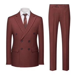 New men's striped foreign trade suit two-piece men's double split suit suit