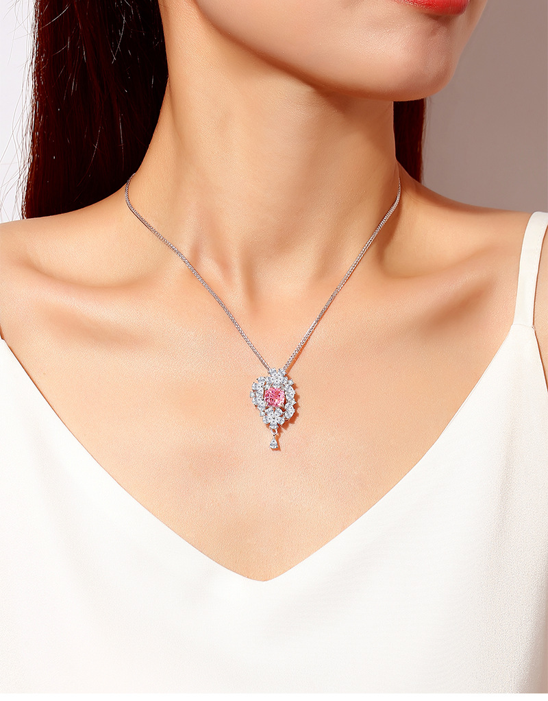 7g Weight 1 Piece 925 Sterling Silver Geometric Zircon High Carbon Diamond 925 Sterling Silver Cable Chain Pendant Necklace