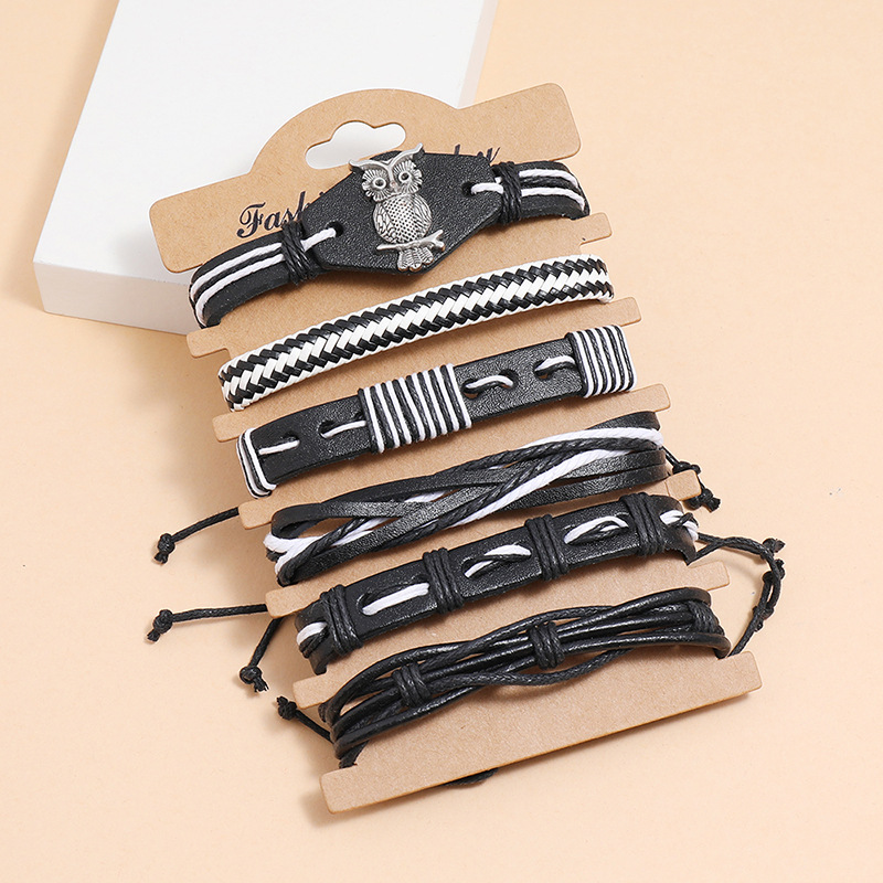 simple multi-layer retro woven leather bracelet