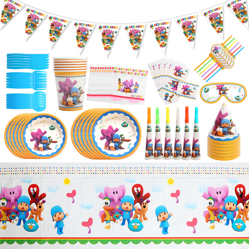 New Small P Youyou Theme Birthday Party Decoration Disposable Paper Towel Cup Plate Knife, Fork and Spoon Set