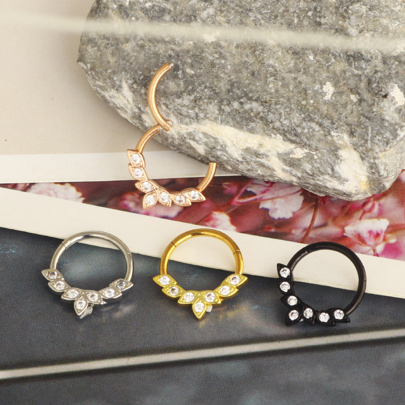 Personalized Star Nose Ring Nose Clip Ear Cartilage Piercing Jewelry Rose Gold 1.2x10mm Stainless Steel detail image 8