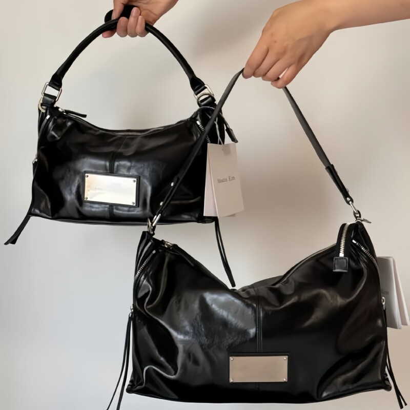 Korean Niche Brand Matin Side-Zip Black Warrior Dumpling Bag for Women Kim Cross-Border Large-Capacity Commuter Shoulder Crossbody Bag