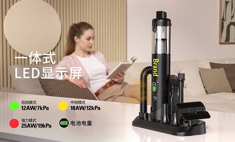 Car-mounted brushless cordless vacuum cleaner, handheld mini blower and vacuum in one, digital display, super strong suction, suitable for home and outdoor use