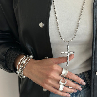 (Cross-border trading), brand metal pendant hip-hop style, necklace, fashionable round beads, sweater, European style