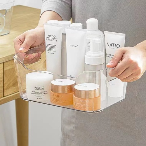 Transparent plastic cosmetic storage box kitchen storage organization carry-on storage basket home miscellaneous clothing storage box