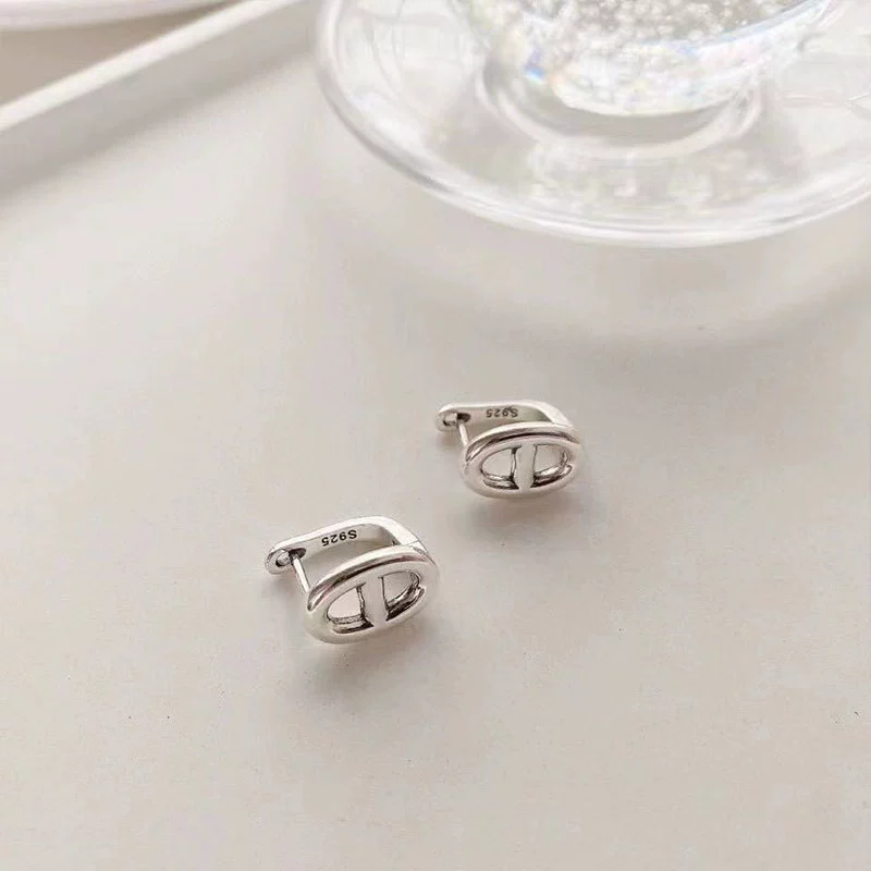 Серебряная игла, ретро модные креативные серьги, корейский стиль, серебро 925, простой элегантный дизайн