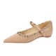 533-6 French pointed sloping heel with raised straight stripe Mary Jane shoes, women's rivet versatile temperament commuting single shoes