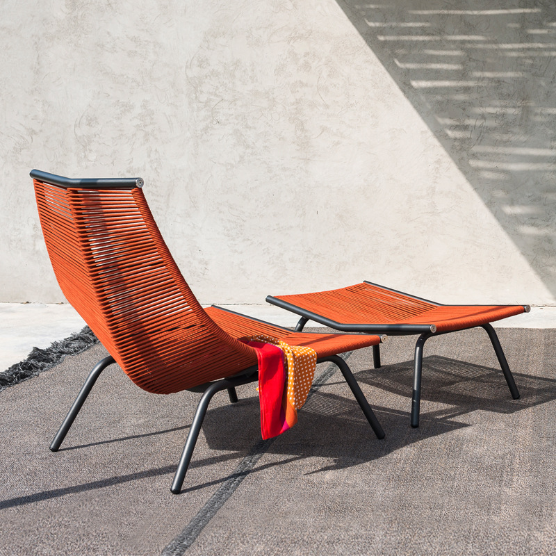 Sofá de exterior, silla de jardín de ratán, silla mecedora impermeable y resistente al sol, silla de ratán para ocio al aire libre en el balcón, muebles de exterior.