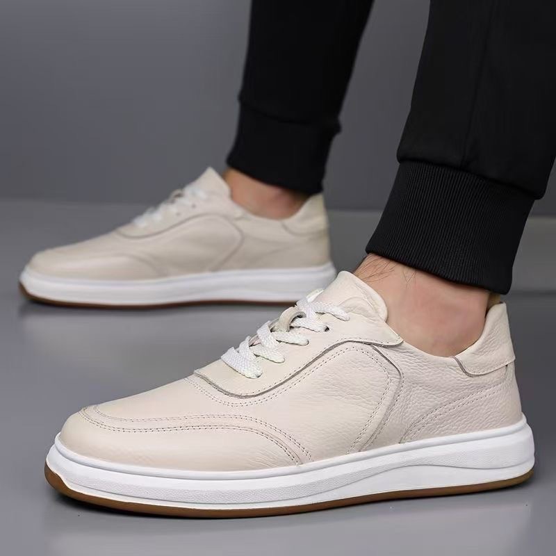 2026 nuevos zapatos casuales de cuero para hombres, zapatos casuales transpirables, zapatos casuales para hombres de color sólido, zapatos simples y cómodos