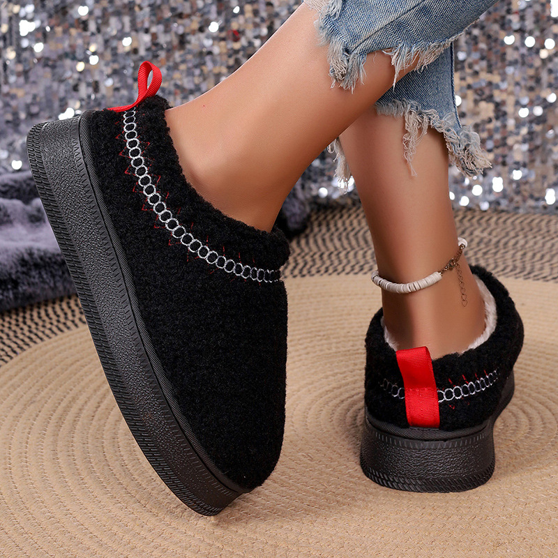 Vastag talpú báránygyapjúból készült, szélálló, téli, baotou félpapucs, női, új, csipkés, gyapjas, hótaposós, pamut papucs_voghion.com