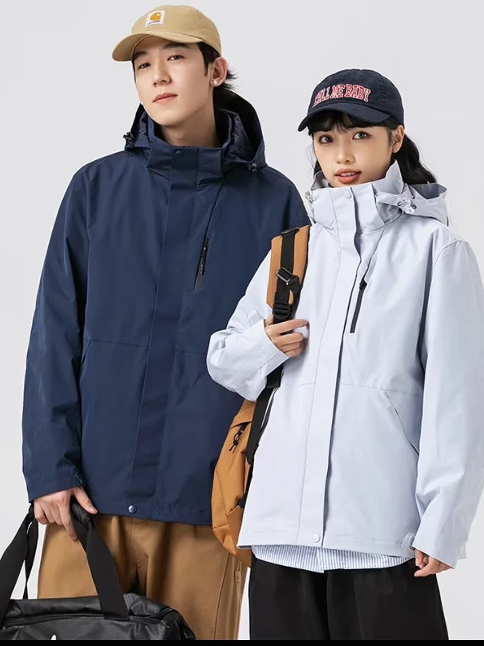 izelle winter detachable liner down couple coat two-in-one outdoor shell jacket waterproof jacket windproof