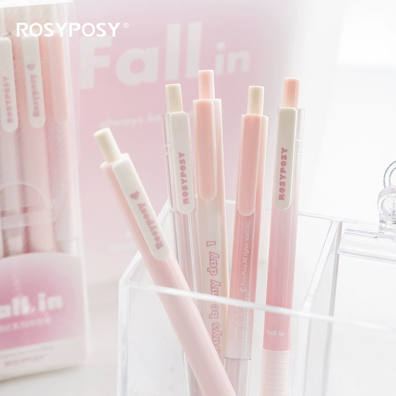 Набор гелевых ручек с мягким градиентом (ROSYPOSY) 0.5 мм, пастельно-розовые цвета, 4 штуки