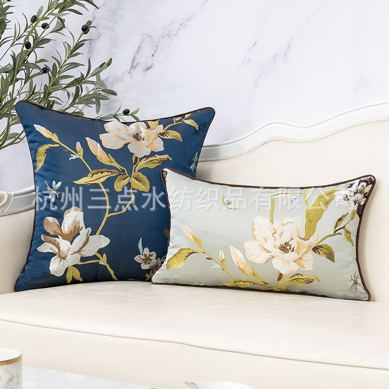 European Style Classical Yarn-dyed Large Jacquard Pillow Case Bedside Sofa Cushion Hotel Homestay Decorative Cushion with Core