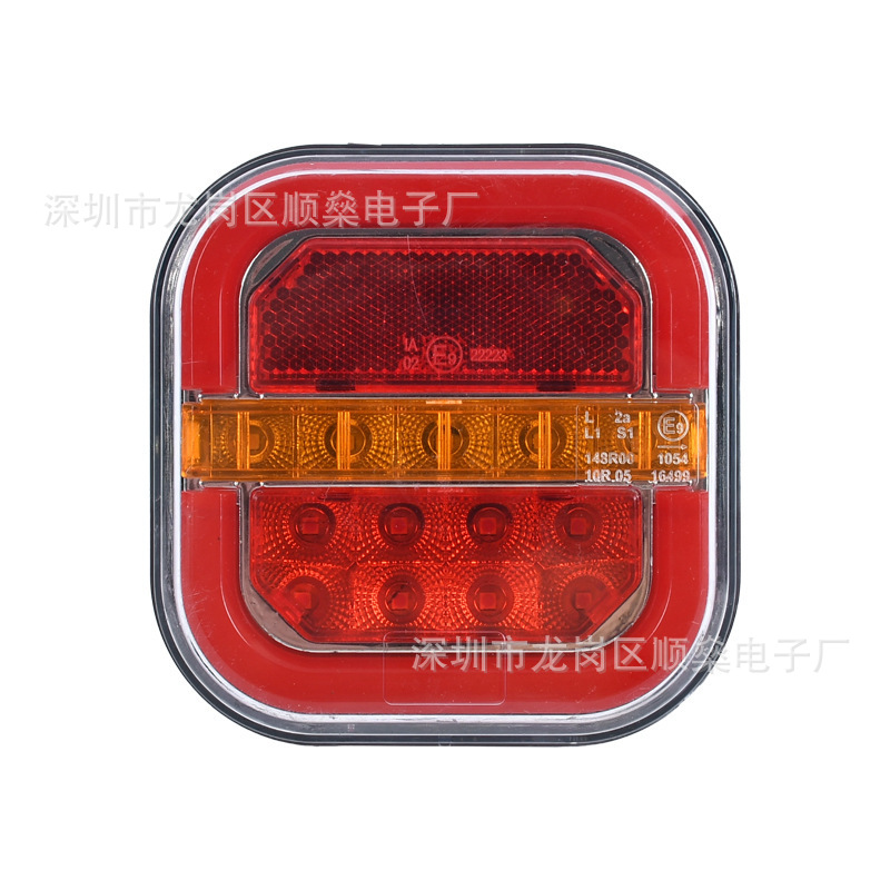 Cross-Border In-Stock 24V Led Sequential Light Guide Square Hamburger Light Truck Side Light Width Indicator Light Truck Tail Light