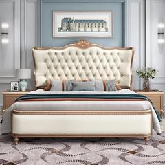 美式實木床現代簡約主臥雙人床輕奢豪華大床軟包儲物公主床婚床