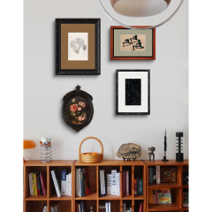 實木組合中古風裝飾畫客廳高級感小眾藝術北歐客廳書房背景牆掛畫