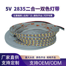 usb低压5v二合一灯带5MM窄板120灯双色温led灯条DIY木质发光底座
