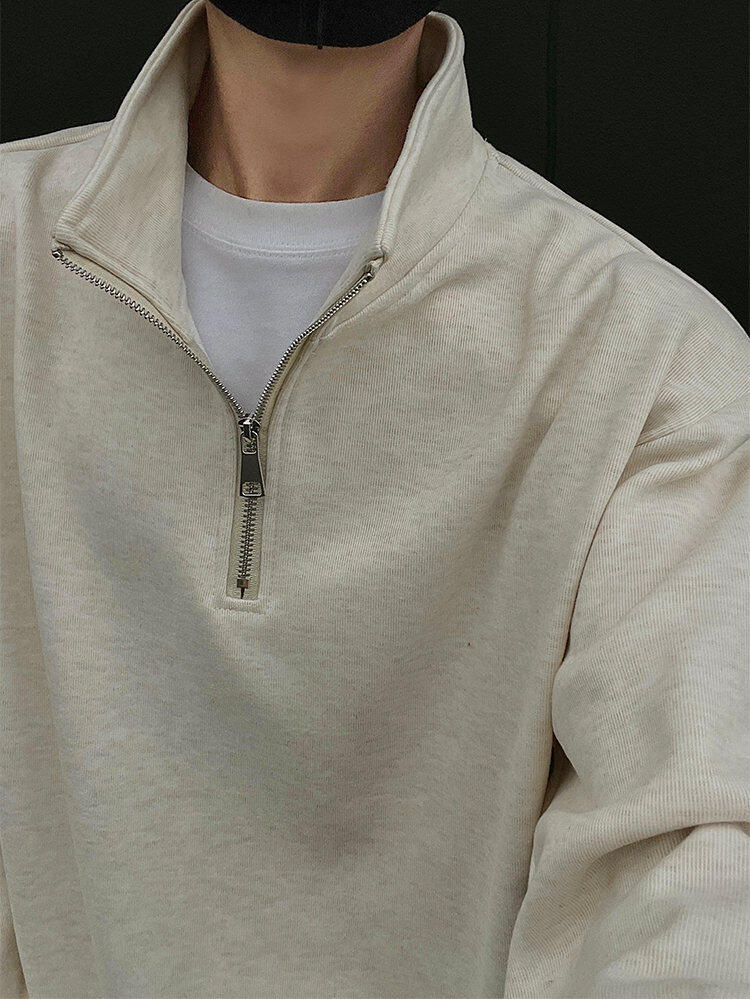 Herr half-zip sweatshirt med fleece i höst och vinter_voghion.com